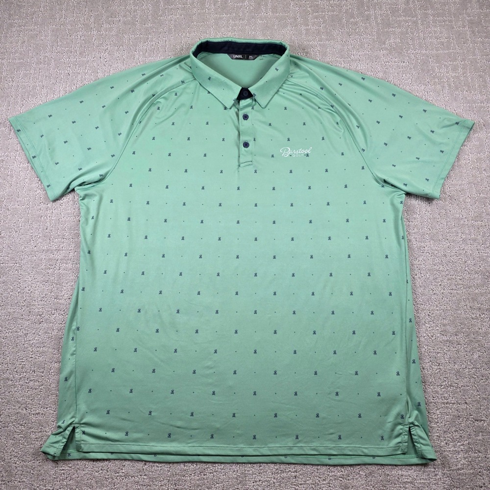 UNRL Barstool Golf Mens 2XL Athletic Fit Polo Shirt Mint Green Performance